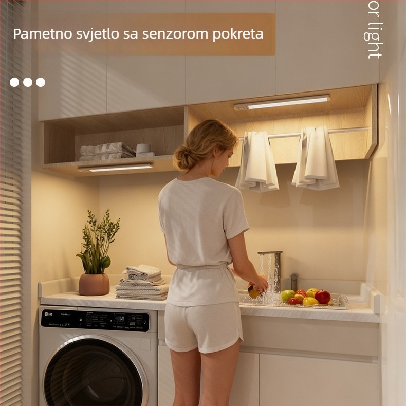 Senzor pokreta za ormarić i noćno osvjetljenje, LED traka s tri boje temperature, bežično stolno svjetlo