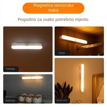 LED svjetlo sa senzorom pokreta, magnetska samoljepljiva traka za ormar, napajano baterijom svjetlo za studentski dom/ormar, magnetsko zidno svjetlo