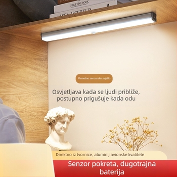 Noćna LED lampica sa senzorom pokreta, punjiva, s podesivom jačinom, osvjetljenje ormara i hodnika, LED