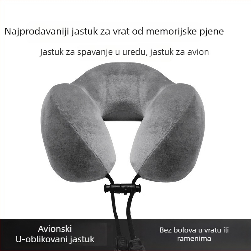 Jastuk za vrat od memorijske pjene, U-oblik, za putovanja, za zrakoplov, vlak visokih brzina i dulja putovanja