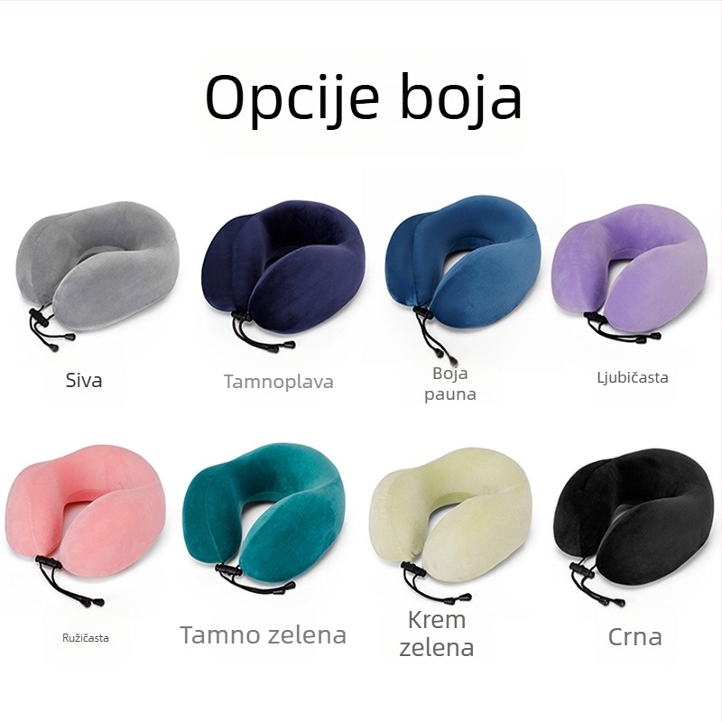 Jastuk za vrat od memorijske pjene, U-oblik, za putovanja, za zrakoplov, vlak visokih brzina i dulja putovanja