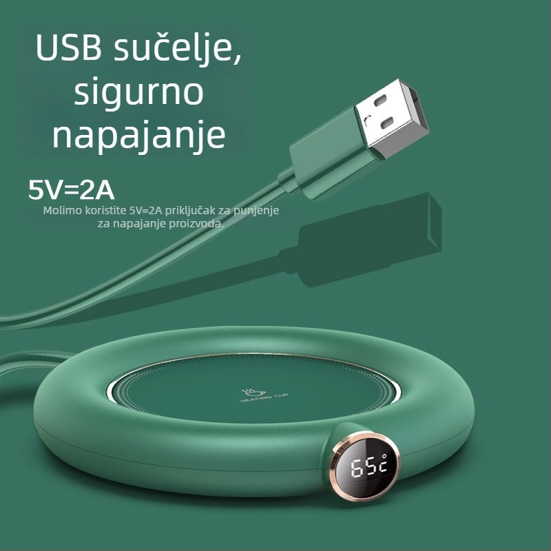 Pametna podloga za šalicu s konstantnom temperaturom – grijanje mlijeka i kave, USB napajanje, za ured i dom, s regulacijom temperature