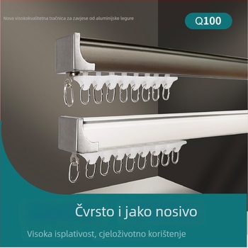 Qingling Deblja tračnica za zavjese od aluminijskog legura, tiha tračnica za zavjese Q100, 70-godišnje jamstvo