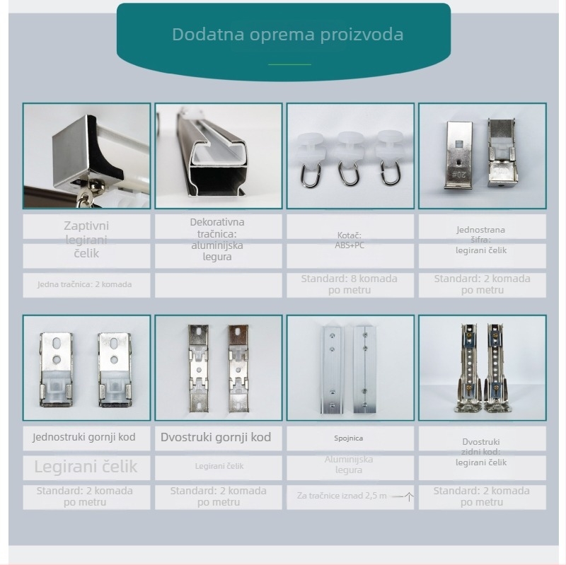 Qingling Deblja tračnica za zavjese od aluminijskog legura, tiha tračnica za zavjese Q100, 70-godišnje jamstvo