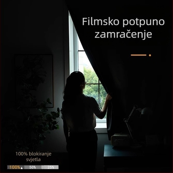 Pozadinska zavjesa za dnevni boravak s Velcro trakom, bez bušenja rupa, potpuni zatamnjenje preko 90%, moderni minimalistički stil