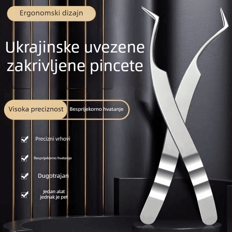 Pinceta za trepavice – produženje trepavica, antistatična, zlatno pero, Feniks stil, princeza
