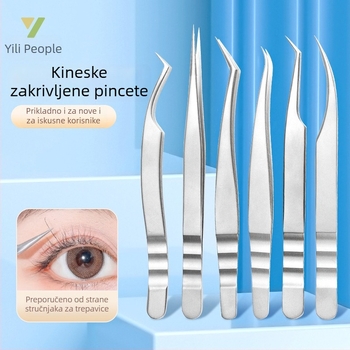 Pincete za umjetne trepavice u kineskom stilu visoke preciznosti, ukrajinski klip za presađivanje trepavica, zlatni klip s perju za umjetnice trepavica, delfin pincete