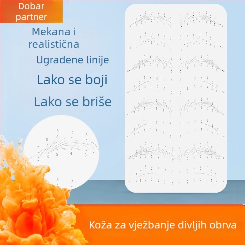 Koža za vježbanje tetoviranja obrva – meka silikonska koža, za početnike, imitacija linija obrva