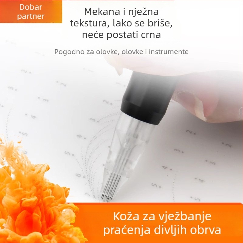 Koža za vježbanje tetoviranja obrva – meka silikonska koža, za početnike, imitacija linija obrva