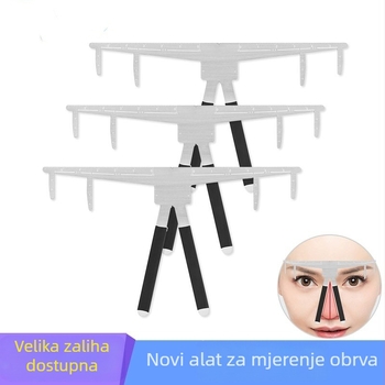 Nehrđajući čelični mjerač za obrve sa skalom i vodičem oblika, druga generacija pozicioniranja s tri točke za uravnotežene obrve