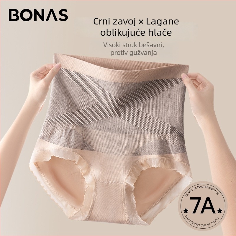 BONAS ženske gaćice visokog pojasa za oblikovanje stomaka i podizanje bokova, antibakterijska podloga od pamuka, trodimenzionalno oblikovanje bokova, plus veličine