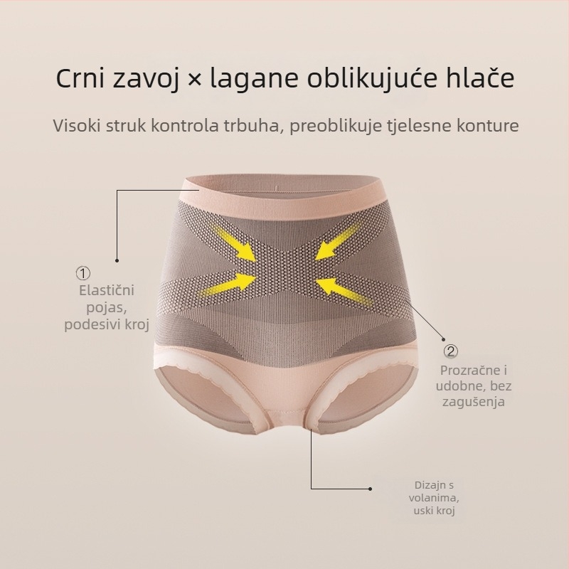 BONAS ženske gaćice visokog pojasa za oblikovanje stomaka i podizanje bokova, antibakterijska podloga od pamuka, trodimenzionalno oblikovanje bokova, plus veličine