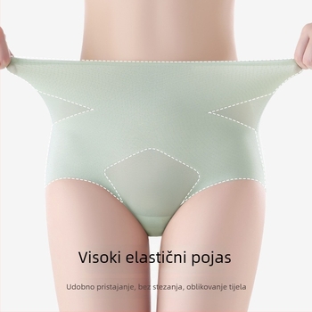 Ženske gaćice visokog struka za oblikovanje trbuha i podizanje stražnjice, prozračne Ice Silk tkanine, podstava od murvine svile, antibakterijske, tanke, plus veličina
