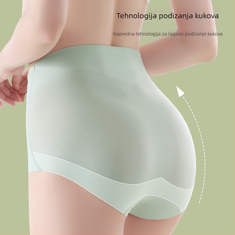Ženske gaćice visokog struka za oblikovanje trbuha i podizanje stražnjice, prozračne Ice Silk tkanine, podstava od murvine svile, antibakterijske, tanke, plus veličina