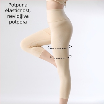 Pamukaste tajice s visokim strukom, 3/4 dužine, termalne za jesen-zimu, kontrola trbuha, podrška struka, prozračnost, podizanje stražnjice