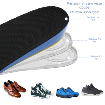Unisex podesiva nevidljiva uloška za povećanje visine, PU mek dno, upija znoj i neutralizira miris, pola uloška