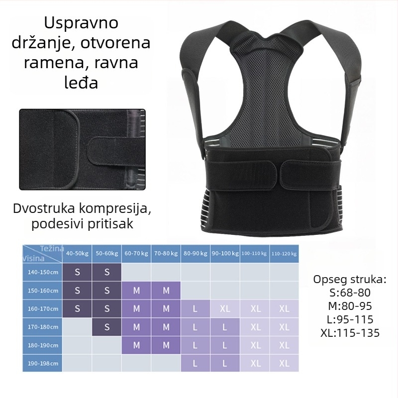 Novi korektor držanja tijela za muškarce i žene, nevidljivi dio leđa, prozračni uredski pojas za ramena i sjedenje, ispravlja držanje