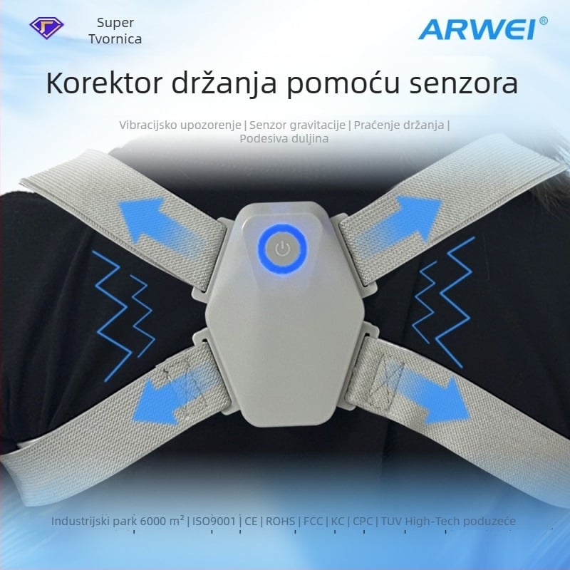 Pametni uređaj za ispravljanje držanja s vibracijskim podsjetnikom za leđa, za učenike, podesiv i udoban, model 101