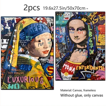 Moderna Mona Lisa na platnu – dekorativna slika, portret s temom mode, mural za spavaću sobu