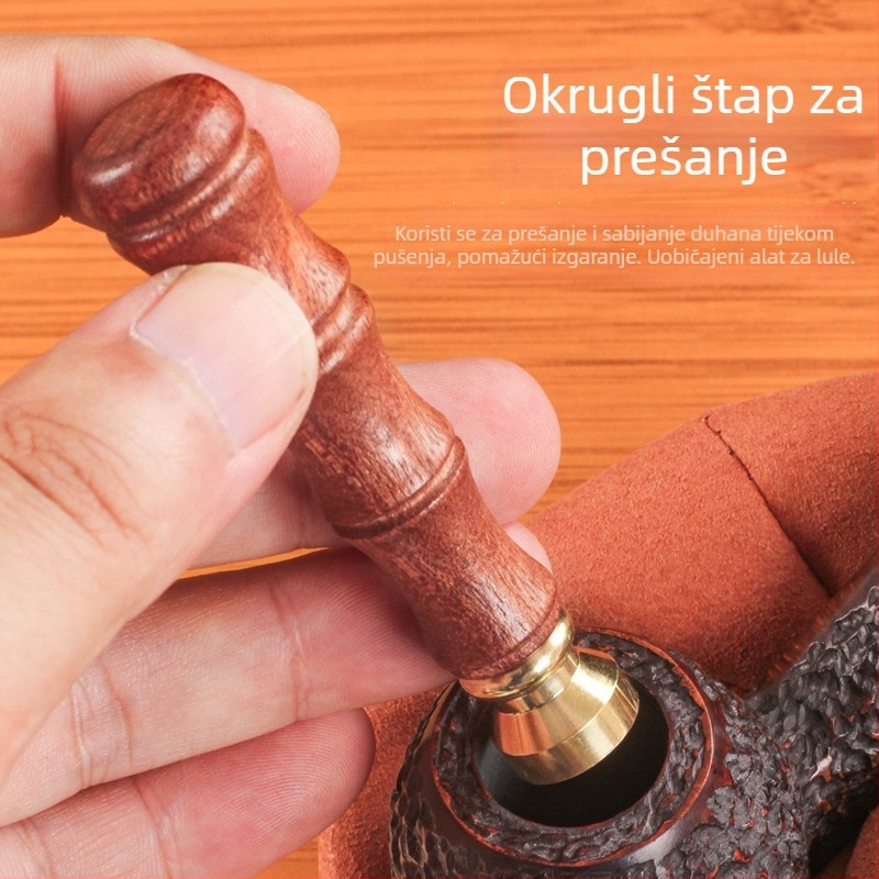Ručni vrh od mesinga na štapiću s jezgrom od bambusa i ružinog drveta, za pušenje lula — prirodni završetak