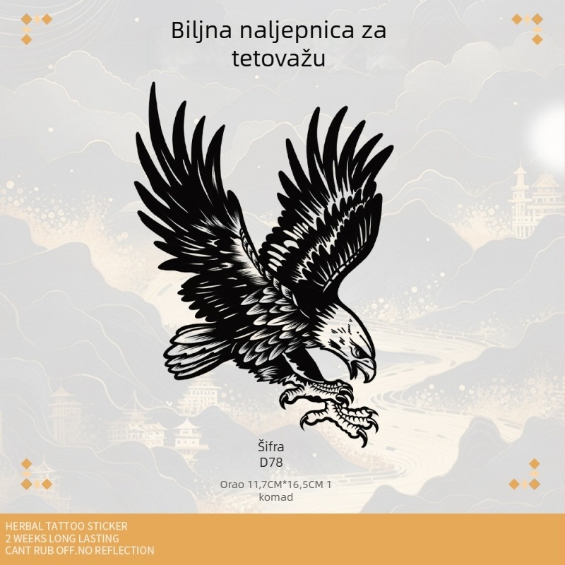 Naljepnice za tetovažu s orlom na podlakticu za muškarce, vodootporne i dugotrajne, biljno nadahnut tetovaža, polupermanentna realistična tetovaža na ruci, europsko-američki tradicionalni stil