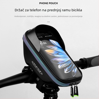 Dtucycle EVA čvrsta prednja torbica za upravljač bicikla, vodootporna, s šarenim reflektirajućim zatvaračem i prozorom za dodirni ekran telefona