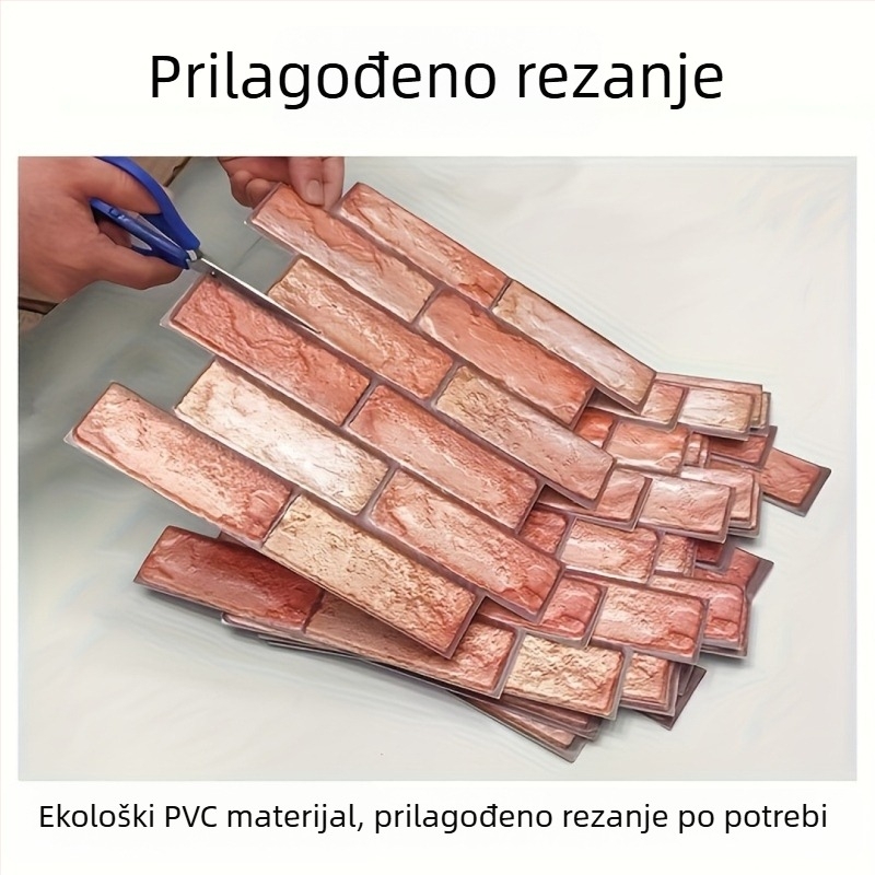 Samoljepljive retro pločice za zid s imitacijom opeke, 3D, vodootporne, za dnevni boravak