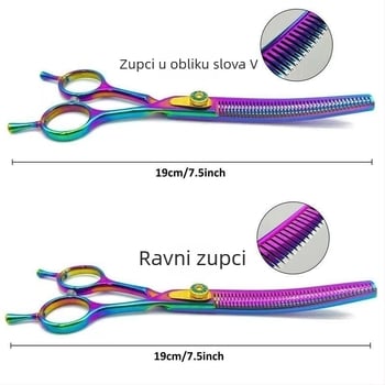 VG10 ružičaste zakrivljene zube škarice za njegu kućnih ljubimaca, nehrđajući čelik