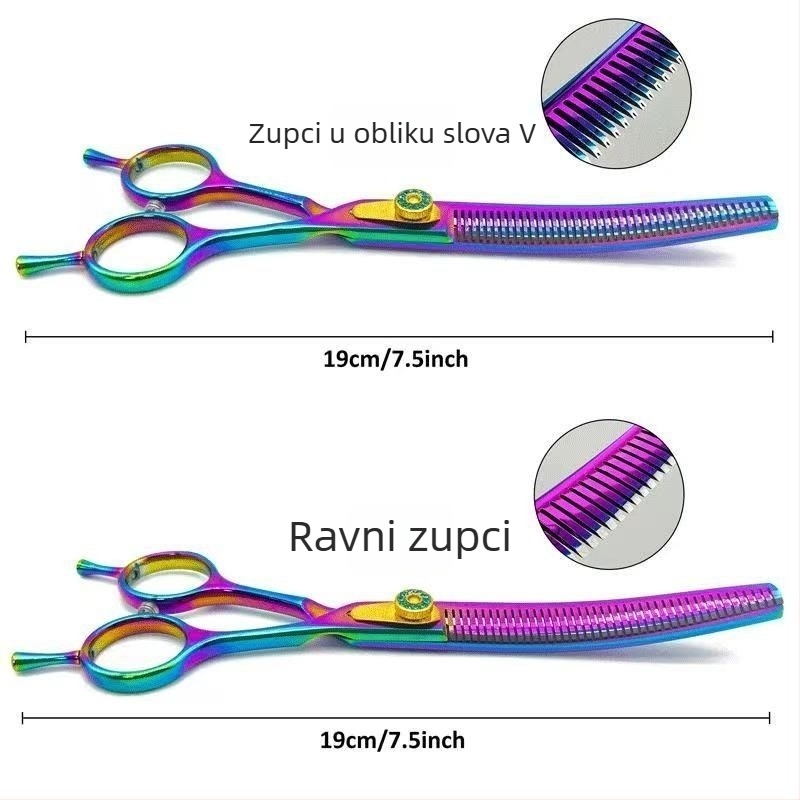 VG10 ružičaste zakrivljene zube škarice za njegu kućnih ljubimaca, nehrđajući čelik