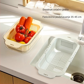 Proširiva odvodna košara za povrće i voće – plastična skladišna košara za sudoperu