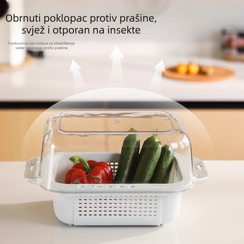 Proširiva odvodna košara za povrće i voće – plastična skladišna košara za sudoperu