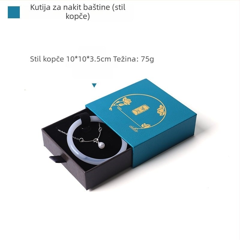 Kutija za narukvicu od jadeita s vrpcom i resom – ladica stil pakiranja nakita