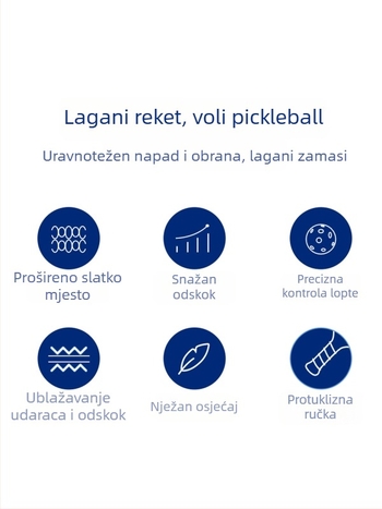 Paleta za pickleball za odrasle, od staklenih vlakana, unutarnja i vanjska upotreba, prilagodljiva