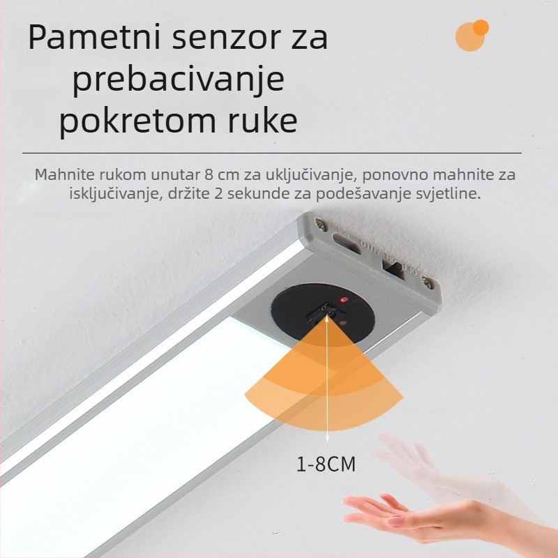 Bežična samoljepljiva pametna svjetiljka ormarića s senzorom pokreta, kuhinja, stol i noćni ormarić – LED noćno svjetlo s magnetskom trakom, punjivo