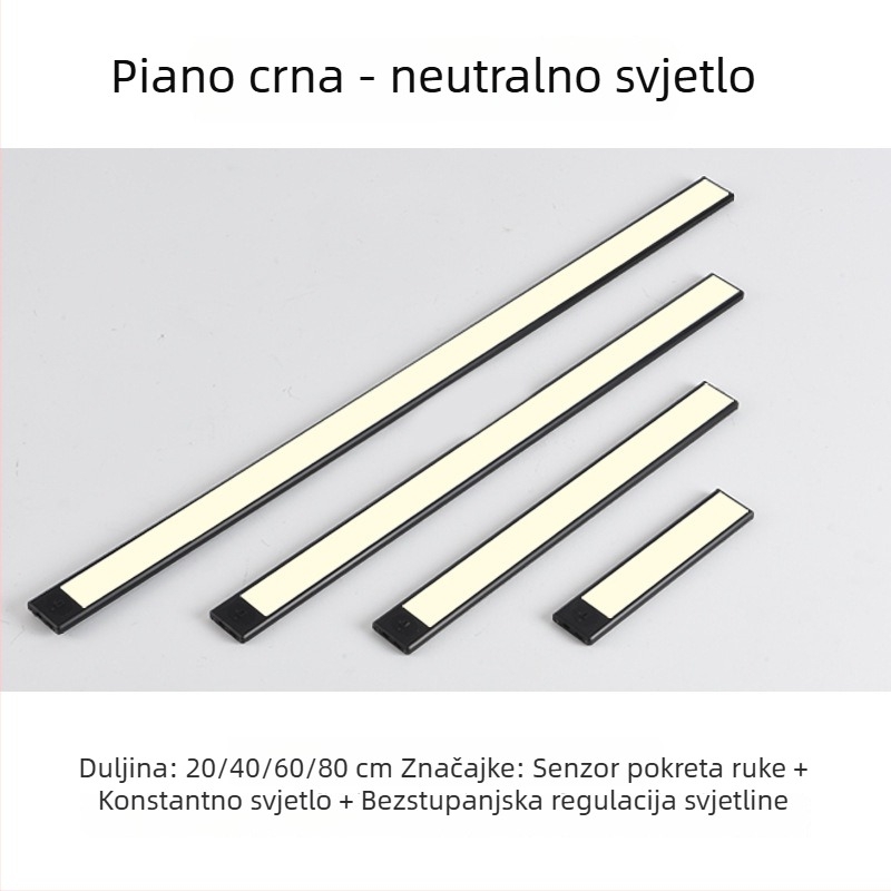 Bežična samoljepljiva pametna svjetiljka ormarića s senzorom pokreta, kuhinja, stol i noćni ormarić – LED noćno svjetlo s magnetskom trakom, punjivo