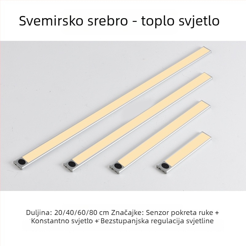 Bežična samoljepljiva pametna svjetiljka ormarića s senzorom pokreta, kuhinja, stol i noćni ormarić – LED noćno svjetlo s magnetskom trakom, punjivo