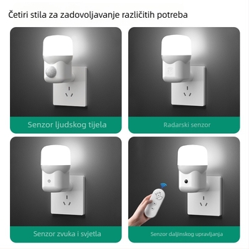 LED senzorska noćna svjetiljka, priključna na utičnicu, za spavaću sobu i hodnik, nježna svjetlost za hranjenje bebe, lampica uz krevet