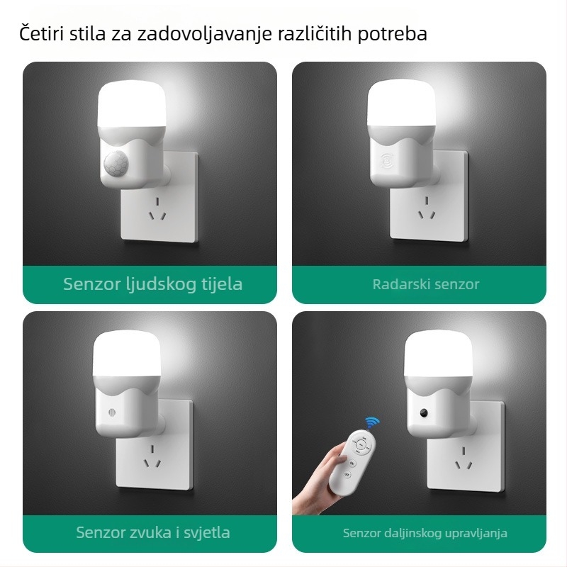 LED senzorska noćna svjetiljka, priključna na utičnicu, za spavaću sobu i hodnik, nježna svjetlost za hranjenje bebe, lampica uz krevet