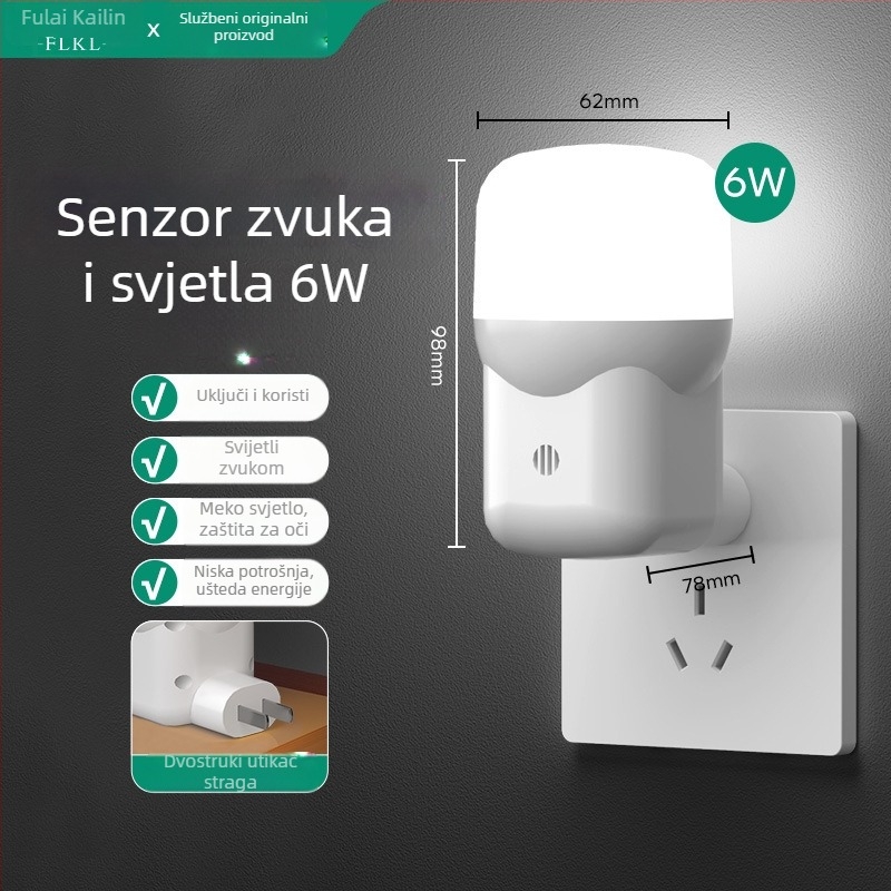 LED senzorska noćna svjetiljka, priključna na utičnicu, za spavaću sobu i hodnik, nježna svjetlost za hranjenje bebe, lampica uz krevet
