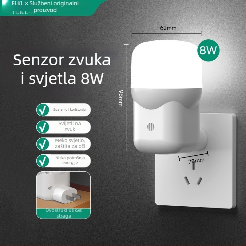 LED senzorska noćna svjetiljka, priključna na utičnicu, za spavaću sobu i hodnik, nježna svjetlost za hranjenje bebe, lampica uz krevet