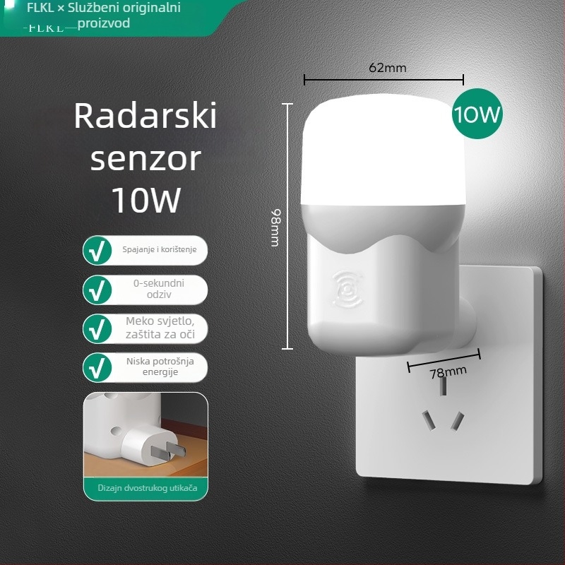 LED senzorska noćna svjetiljka, priključna na utičnicu, za spavaću sobu i hodnik, nježna svjetlost za hranjenje bebe, lampica uz krevet