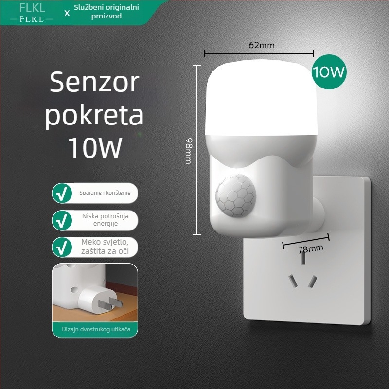 LED senzorska noćna svjetiljka, priključna na utičnicu, za spavaću sobu i hodnik, nježna svjetlost za hranjenje bebe, lampica uz krevet