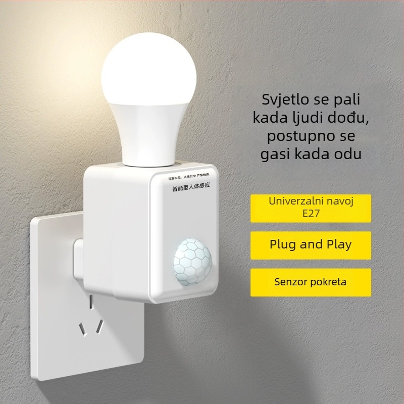 Noćna LED-lampa u utičnicu, površinski montirana, s senzorom pokreta; uključuje se kada netko priđe. Idealan je za spavaću sobu, hodnik, kuhinju i kupaonu.