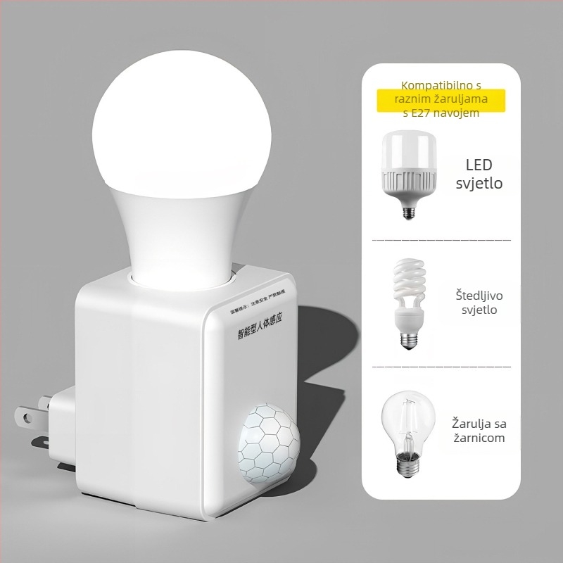 Noćna LED-lampa u utičnicu, površinski montirana, s senzorom pokreta; uključuje se kada netko priđe. Idealan je za spavaću sobu, hodnik, kuhinju i kupaonu.