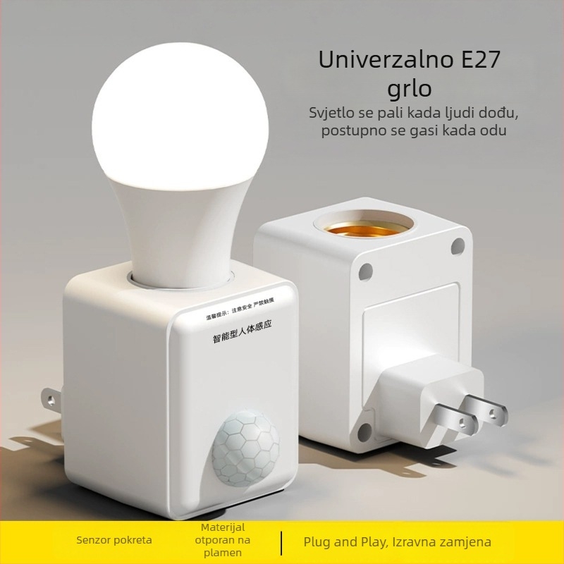 Noćna LED-lampa u utičnicu, površinski montirana, s senzorom pokreta; uključuje se kada netko priđe. Idealan je za spavaću sobu, hodnik, kuhinju i kupaonu.