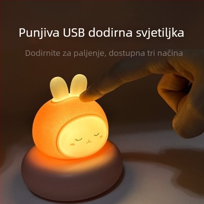 Slatka noćna lampica za kućne ljubimce s USB punjenjem, stolna lampica s dodirnim senzorom za spavaću sobu i noćno hranjenje
