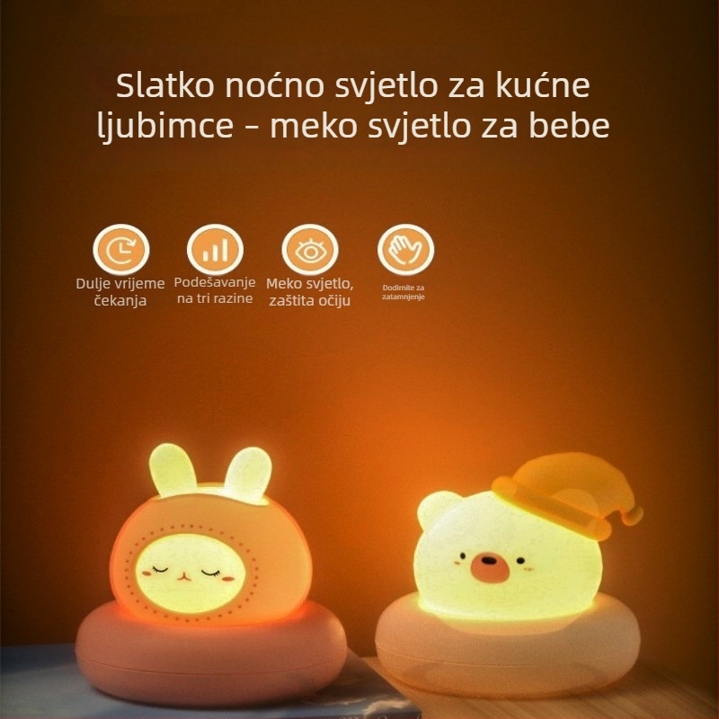 Slatka noćna lampica za kućne ljubimce s USB punjenjem, stolna lampica s dodirnim senzorom za spavaću sobu i noćno hranjenje