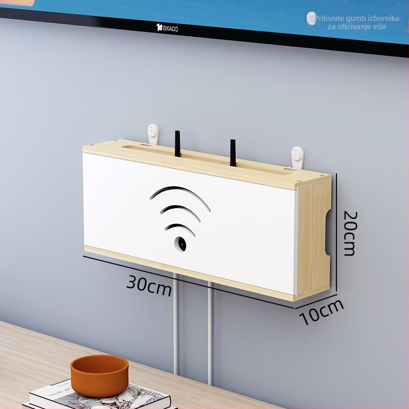 Drveni organizator za WiFi ruter, upravljanje kabelima i stalak za set-top box