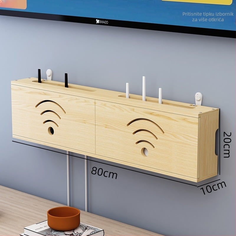 Drveni organizator za WiFi ruter, upravljanje kabelima i stalak za set-top box
