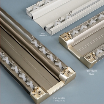 Aluminijska zavjesna šina s dvostrukom tračnicom, metalni klizni sustav